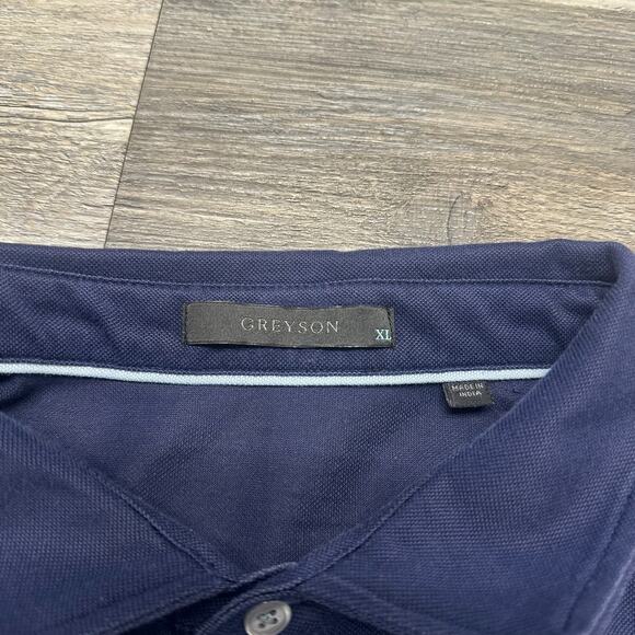 Greyson Navy Blue Mens XL Short Sleeve Luxury‎ Performance Golf Pique Polo Shirt - Picture 4 of 8